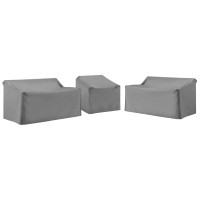 Crosley Furniture Mo75035-Gy Heavy Gauge Reinforced Vinyl 3-Piece Outdoor Furniture Cover Set (2 Loveseats & 1 Chair), Gray