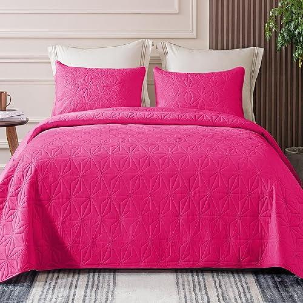 Whale Flotilla Queen Size Quilt Bedding Set Soft Hot Pink Fullqueen Quilts Bedspreads For All Seasons Lightweight Geometric S