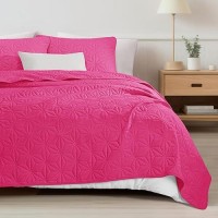 Whale Flotilla Twin Size Quilt Bedding Set Soft Hot Pink Twin Xl Quilts Bedspreads For All Seasons Lightweight Geometric Star