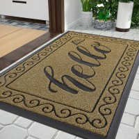 Yimobra Hello Door Mat Outdoor Welcome Front Door Mats For Outside Entrance Heavy Duty Non Slip Floor Matt For Home Entry Stu