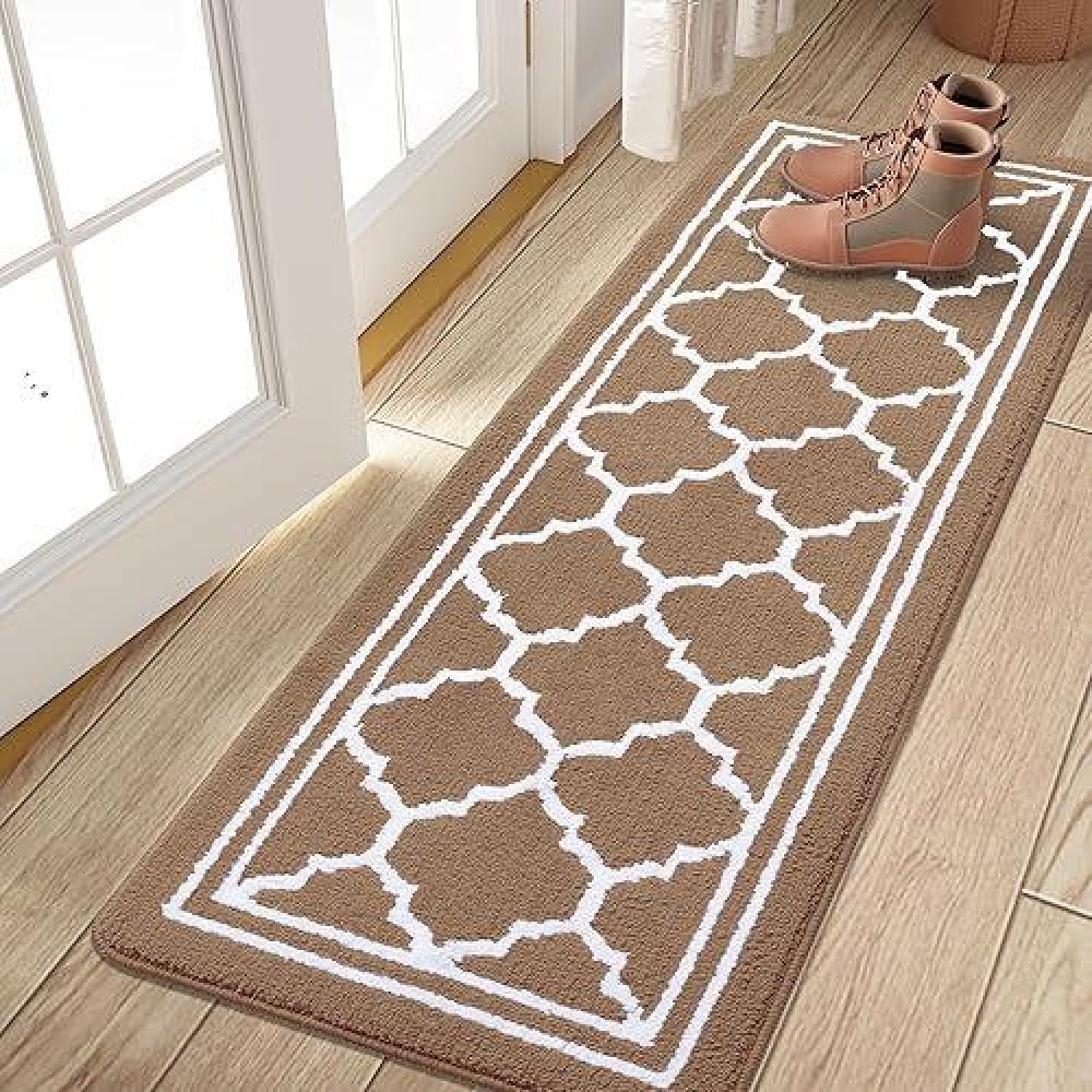 Buganda Indoor Door Mat  Resist Dirt And Absorbent Entrance Mat  Anti-Slip  Low Profile Inside Floor Mat Doormat For Entryway (59X20 Inches  Brown)