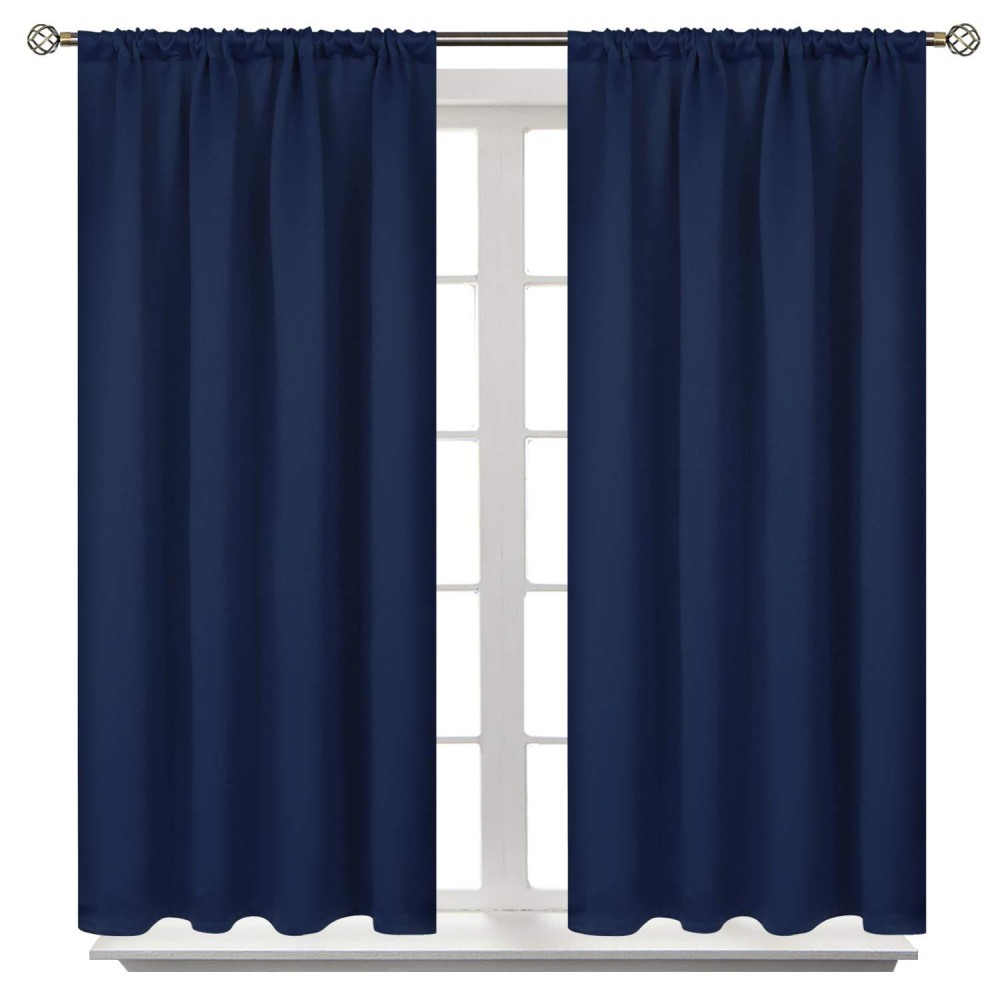 Bgment Short Blackout Curtains 40 Inches Length For Kitchen Rod Pocket Thermal Insulated Room Darkening Curtain For Small Bedr