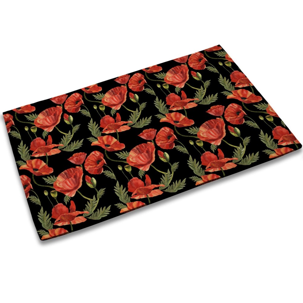 Tubamq Red Poppy Flowers Entrance Door Mat Poppy Spring Decor Welcome Doormat Nonslip Carpet Rugs Floor Mat Decorative For Hom