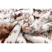 Nestl 12 Lbs Velvet Fleece Blanket For Winter - 2 Ply Heavy & Warm Korean Style Bed Blanket - Reversible Printed Raschel King Size Blanket - Wrinkle & Fade Resistant - 87 X 94 Inches - Beige