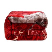 Nestl 12 Lbs Velvet Fleece Blanket For Winter - 2 Ply Heavy & Warm Korean Style Bed Blanket - Reversible Printed Raschel King Size Blanket - Wrinkle & Fade Resistant - 87 X 94 Inches - Maroon