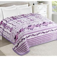 Nestl 12 Lbs Velvet Fleece Blanket For Winter - 2 Ply Heavy & Warm Korean Style Bed Blanket - Reversible Printed Raschel King Size Blanket - Wrinkle & Fade Resistant - 87 X 94 Inches - Lavender