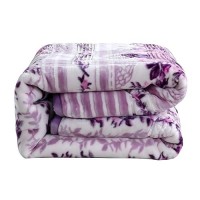 Nestl 12 Lbs Velvet Fleece Blanket For Winter - 2 Ply Heavy & Warm Korean Style Bed Blanket - Reversible Printed Raschel King Size Blanket - Wrinkle & Fade Resistant - 87 X 94 Inches - Lavender