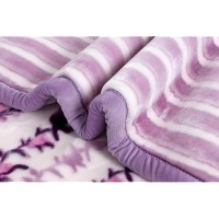 Nestl 12 Lbs Velvet Fleece Blanket For Winter - 2 Ply Heavy & Warm Korean Style Bed Blanket - Reversible Printed Raschel King Size Blanket - Wrinkle & Fade Resistant - 87 X 94 Inches - Lavender