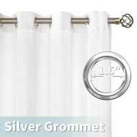 Lamit White Linen Curtains 54 Inch For Bedroom Grommet Thick Linen Textured Sheer Curtains Light Filtering Privacy Window Curta