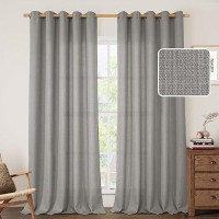 Lamit Extra Wide Linen Curtains For Bedroom 84 Inch Faux Linen Textured Light Filtering Privacy Drapes Grommet Window Panels Fo