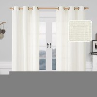 Lamit Faux Linen Curtains For Bedroom Light Filtering Panels Grommet Privacy Protected Linen Sheer Curtains For Small Windowk