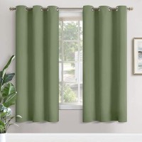 Youngstex Olive Green Room Darkening Curtains For Living Room 72 Inches Length Thermal Insulated With Grommet Blackout Window