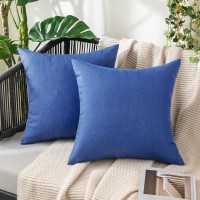 Miulee Pack Of 2 Decorative Outdoor Solid Waterproof Throw Pillow Covers Polyester Linen Garden Farmhouse Cushion Cases For Pati