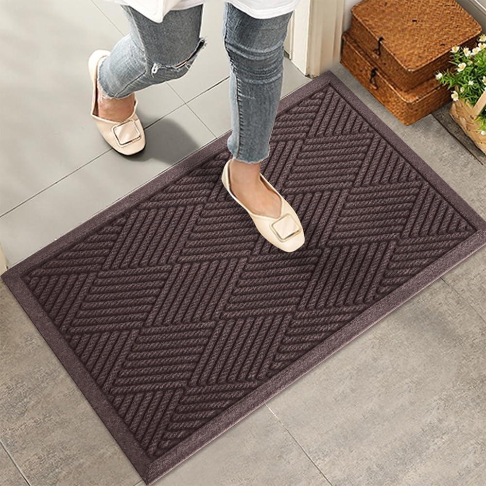 Hiyard Sturdy Front Door Mat Absorbent Muddy Dirt Resist Welcome Door Mats Outdoor Indoor Stain And Fade Resistant Nonslip R