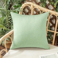 Woaboy Set Of 2 Outdoor Waterproof Throw Pillow Covers Sage Green Decorative Farmhouse Solid Cushion Cases For Bed Sofa Couch Ca