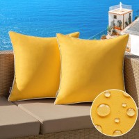 Miulee Pack Of 2 Outdoor Waterproof Pillow Covers Decorative Farmhouse Throw Pillow Covers Square Solid Color Couch Pillow Cover