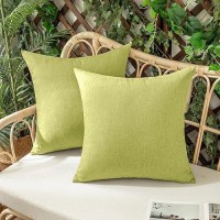 Woaboy Set Of 2 Outdoor Waterproof Throw Pillow Covers Moss Green Decorative Farmhouse Solid Cushion Cases For Bed Sofa Couch Ca