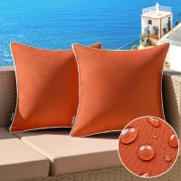 Miulee Pack Of 2 Outdoor Waterproof Pillow Covers Decorative Farmhouse Throw Pillow Covers Square Solid Color Couch Pillow Cover