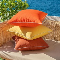 Woaboy Set Of 2 Outdoor Waterproof Pillow Covers 16X16 Inch Yellow Decorative Throw Pillow Covers Square Solid Color Couch Pillo