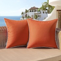 Woaboy Set Of 2 Fall Outdoor Waterproof Pillow Covers 16X16 Inch Burnt Orange Decorative Farmhouse Throw Pillow Covers Square So