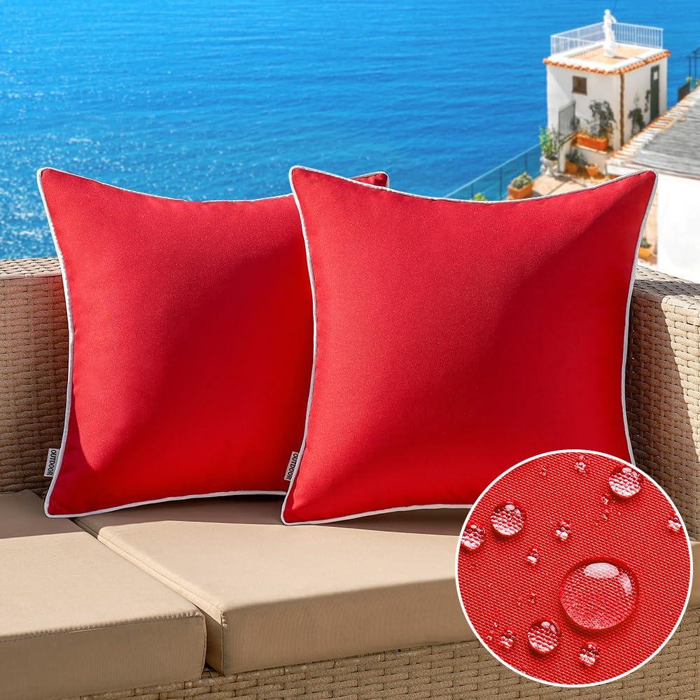 Miulee Pack Of 2 Outdoor Waterproof Pillow Covers Decorative Farmhouse Throw Pillow Covers Square Solid Color Couch Pillow Cover