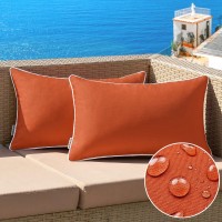 Miulee Pack Of 2 Outdoor Waterproof Pillow Covers Decorative Farmhouse Throw Pillow Covers Square Solid Color Couch Pillow Cover