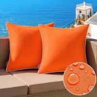 Miulee Pack Of 2 Outdoor Waterproof Pillow Covers Decorative Farmhouse Throw Pillow Covers Square Solid Color Couch Pillow Cover