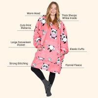 Catalonia Panda Print Oversized Hoodie Blanket Sweatshirt Wearable Sherpa Giant Pullover For Adults Men Women Teenagers Wife Gi