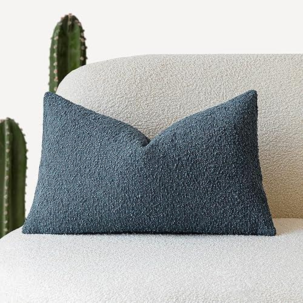 Foindtower Textured Boucle Throw Pillow Covers Accent Solid Lumbar Pillow Cases Cozy Soft Decorative Couch Cushion Case For Chai