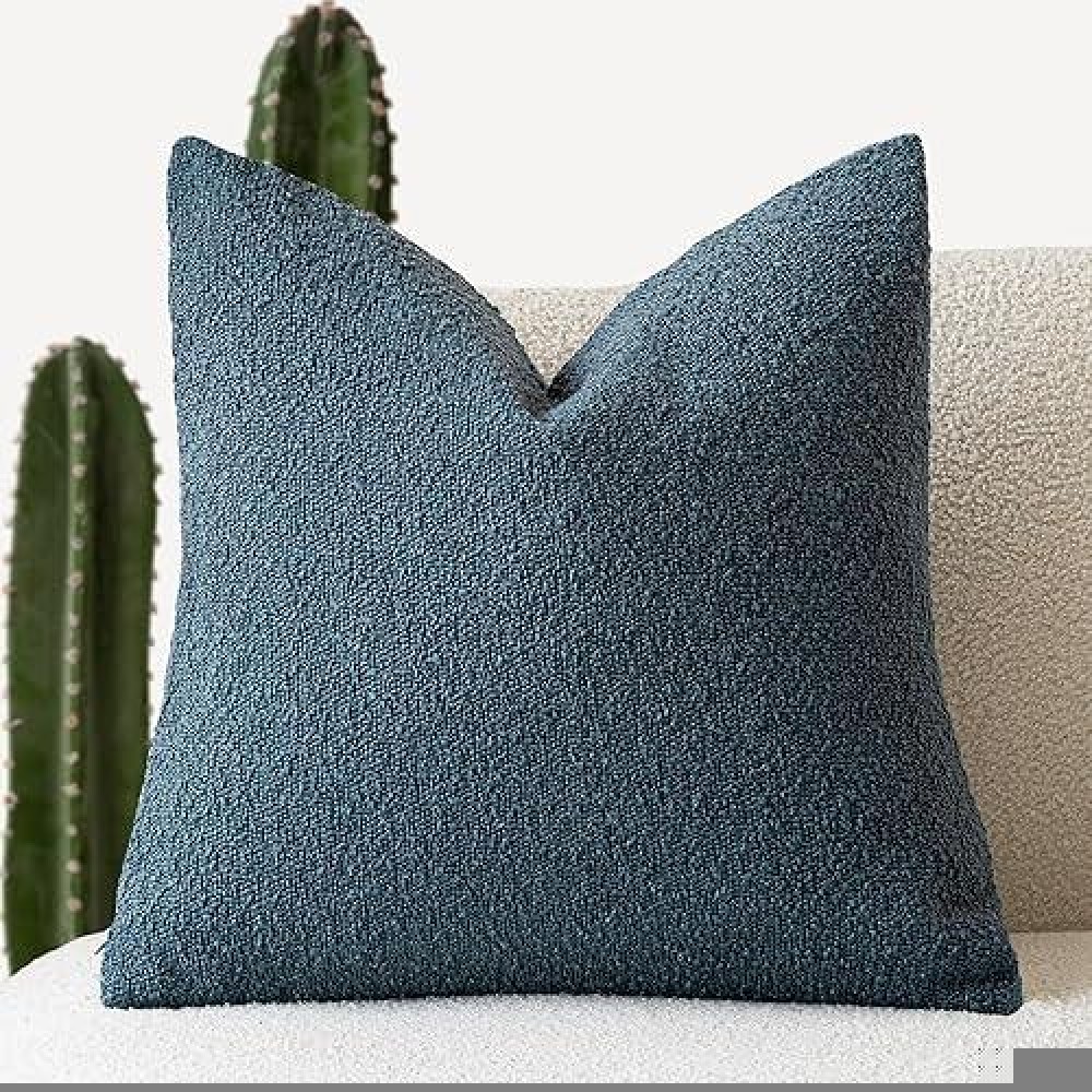 Foindtower Textured Boucle Throw Pillow Covers Accent Solid Pillow Cases Cozy Soft Decorative Couch Cushion Case For Chair Sofa