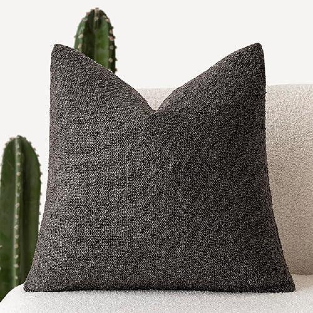 Foindtower Textured Boucle Throw Pillow Covers Accent Solid Pillow Cases Cozy Soft Decorative Couch Cushion Case For Chair Sofa