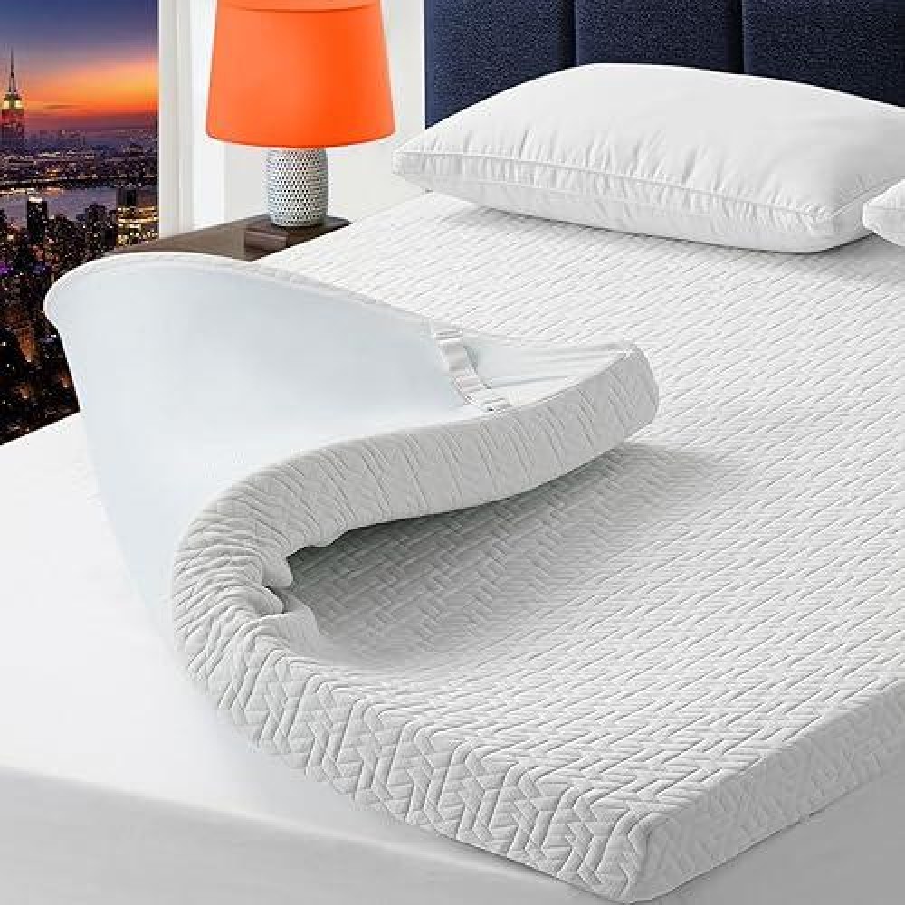 Bedluxury 4 Inch Twin Size Mattress Topper Gel Memory Foam High Density Soft Foam Mattress Pad Cover For Pressure Relief Bed T