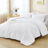 Andency White Comforter Queen - 7 Pieces Bed In A Bag Queen Bedding Comforter Sets  Summer Solid Soft Lightweight Comforter With Fitted Sheets  Flat Sheets  Pillowcases & Shams