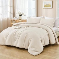 Andency Beige California King Comforter Set - 7 Pieces Cream Bed In A Bag Cal King Bedding Comforter Sets  Summer Solid Soft Lightweight Comforter With Fitted Sheets  Flat Sheets  Pillowcases & Shams