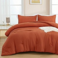 Andency Burnt Orange California King Comforter Set - 7 Pieces Terracotta Bed In A Bag Cal King Bedding Comforter Sets  Summer Solid Soft Lightweight Comforter With Sheets  Pillowcases & Shams