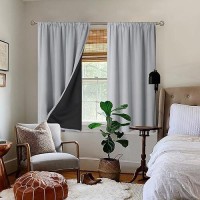 Bgment Light Grey Blackout Curtains For Bedroom 45 Inch Length Rod Pocket 100 Blackout Curtains With Thermal Liner Darkening C