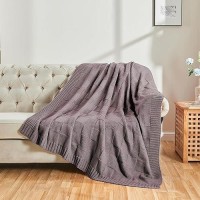 Cozecube Knit Throw Blanket Purple Checkered Throw Blanket For Couch Soft Cozy Warm Knitted Throw Blanket For Bed Sofa Living Ro