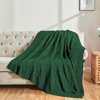 Cozecube Knit Throw Blanket Green Checkered Throw Blanket For Couch Soft Cozy Warm Knitted Throw Blanket For Bed Sofa Living Roo