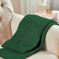 Cozecube Knit Throw Blanket Green Checkered Throw Blanket For Couch Soft Cozy Warm Knitted Throw Blanket For Bed Sofa Living Roo