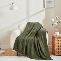 Cozecube Knit Throw Blanket Olive Green Checkered Throw Blanket For Couch Soft Cozy Warm Knitted Throw Blanket For Bed Sofa Livi