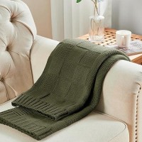 Cozecube Knit Throw Blanket Olive Green Checkered Throw Blanket For Couch Soft Cozy Warm Knitted Throw Blanket For Bed Sofa Livi