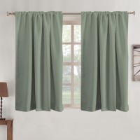 Turquoize Short Blackout Curtains Thermal Insulated Window Curtain Panels Rod Pocket Back Tab Short Window Curtains For Bedroom