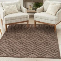 Nourison Versatile Indoor/Outdoor Brown 6' X 9' Area Rug  Easy Cleaning  Non Shedding  Bed Room  Living Room  Dining Room  Backyard  Deck  Patio (6X9)