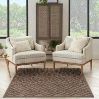 Nourison Versatile Indoor/Outdoor Brown 6' X 9' Area Rug  Easy Cleaning  Non Shedding  Bed Room  Living Room  Dining Room  Backyard  Deck  Patio (6X9)