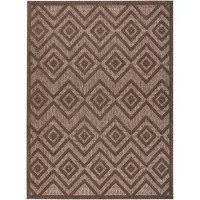 Nourison Versatile Indoor/Outdoor Brown 6' X 9' Area Rug  Easy Cleaning  Non Shedding  Bed Room  Living Room  Dining Room  Backyard  Deck  Patio (6X9)