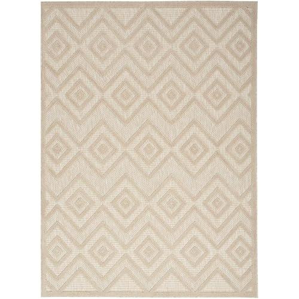 Nourison Versatile Indoor/Outdoor Cream 5' X 7' Area Rug  Easy Cleaning  Non Shedding  Bed Room  Living Room  Dining Room  Backyard  Deck  Patio (5X7)