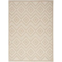 Nourison Versatile Indoor/Outdoor Cream 5' X 7' Area Rug  Easy Cleaning  Non Shedding  Bed Room  Living Room  Dining Room  Backyard  Deck  Patio (5X7)