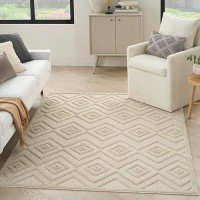 Nourison Versatile Indoor/Outdoor Cream 5' X 7' Area Rug  Easy Cleaning  Non Shedding  Bed Room  Living Room  Dining Room  Backyard  Deck  Patio (5X7)