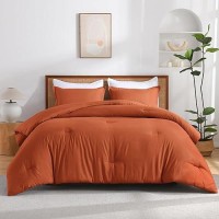 Andency California King Comforter Set Terracotta  3 Pieces Cal King Lightweight Soft Solid Bed Comforter  Oversized Fluffy Soft Microfiber All Season Bedding Set