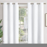 Youngstex Short White Curtains 40 Inches Length For Kitchen Grommet Top 42 Inches Width Window Curtains For Small Bathroom Win